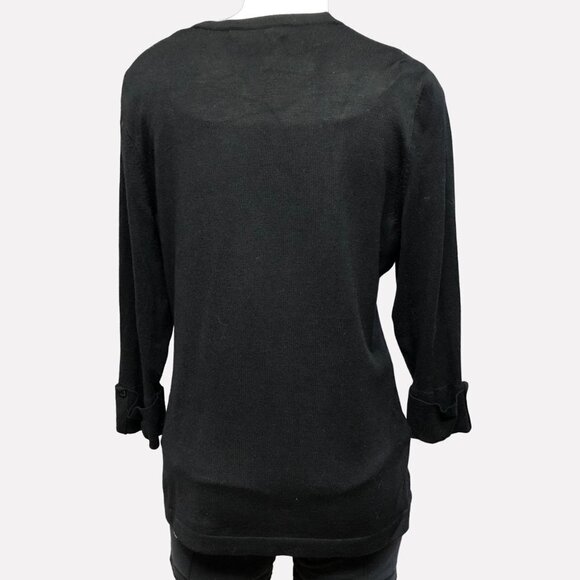 cleo Black & White Button Down Cardigan Size Petite Med - Picture 2 of 9